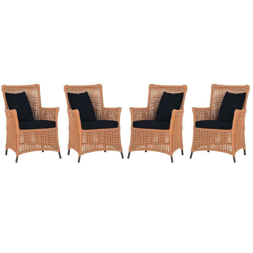 4 Poltronas Igapó Alumínio Pintura Marrom Corda Náutica E12 Terra Cota