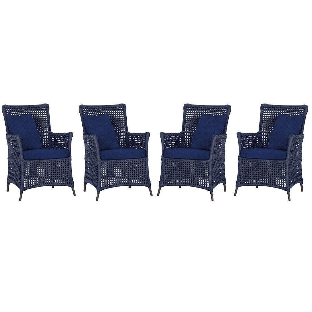 4 Poltronas Igapó Alumínio Pintura Marrom Corda Náutica E10 Azul