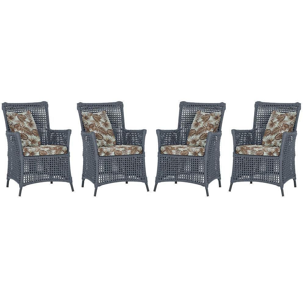 4 Poltronas Igapó Alumínio Micro Pintura Preta Corda Náutica Prata