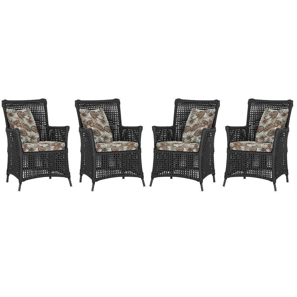 4 Poltronas Igapó Alumínio Micro Pintura Preta Corda Náutica Preto