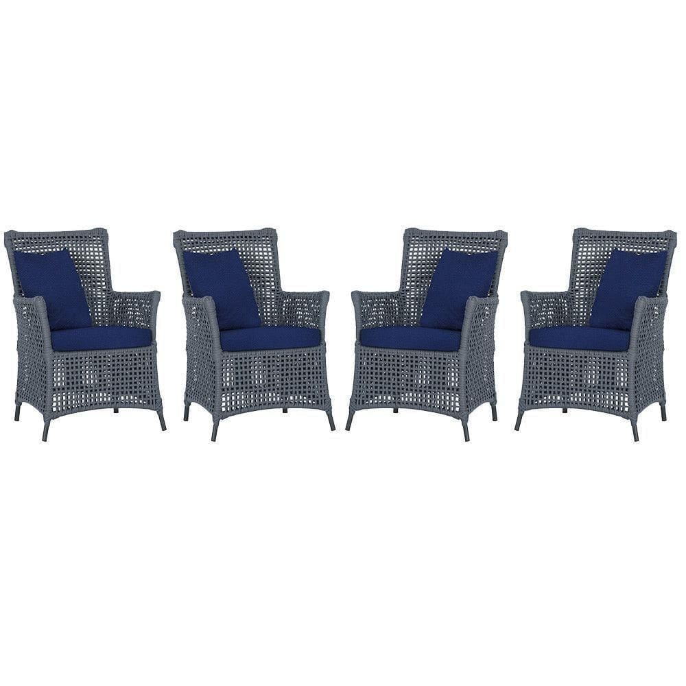 4 Poltronas Igapó Alumínio Pintura Preta Corda Náutica E10 Prata