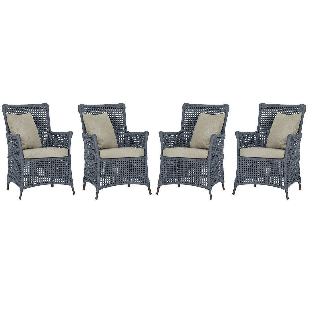 4 Poltronas Igapó Alumínio Pintura Marrom Corda Náutica E7 Prata