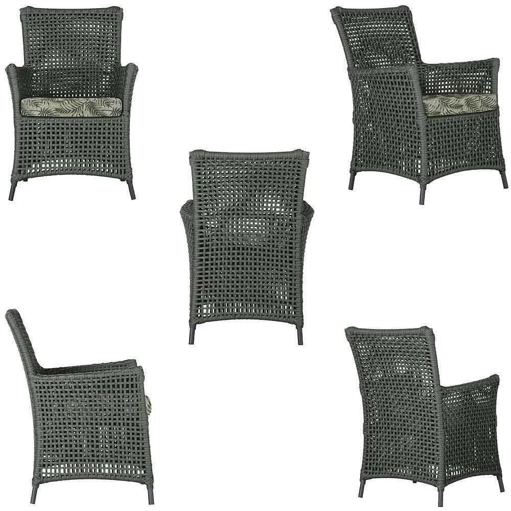 4 Poltronas E 1 Mesa Igapó Alumínio Preta Corda Náutica E5 Verde
