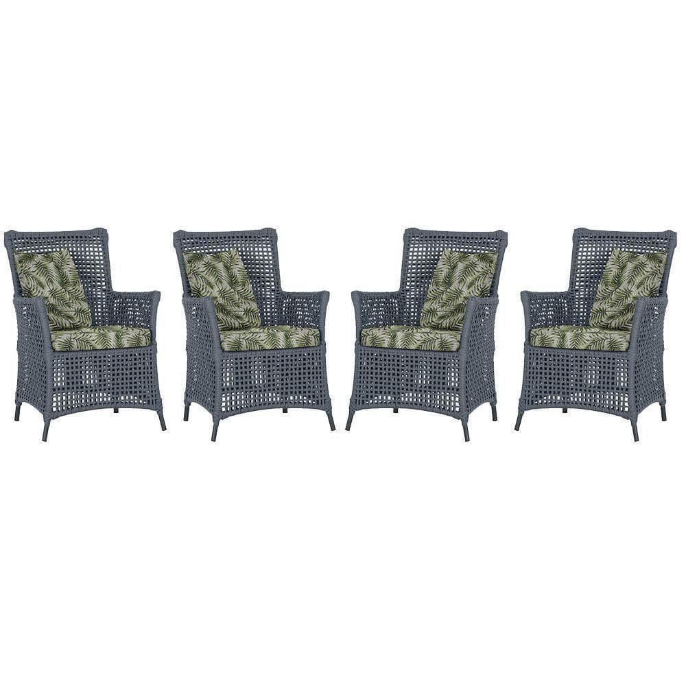 4 Poltronas Igapó Alumínio Pintura Preta Corda Náutica E5 Prata