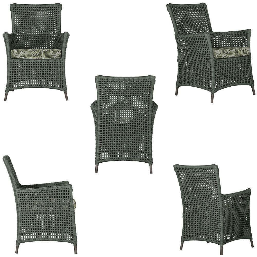 4 Poltronas E 1 Mesa Igapó Alumínio Marrom Corda Náutica E5 Verde