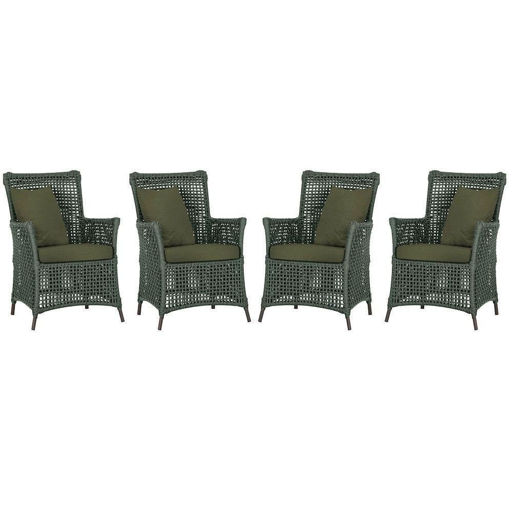 4 Poltronas Igapó Alumínio Pintura Marrom Corda Náutica E13 Verde