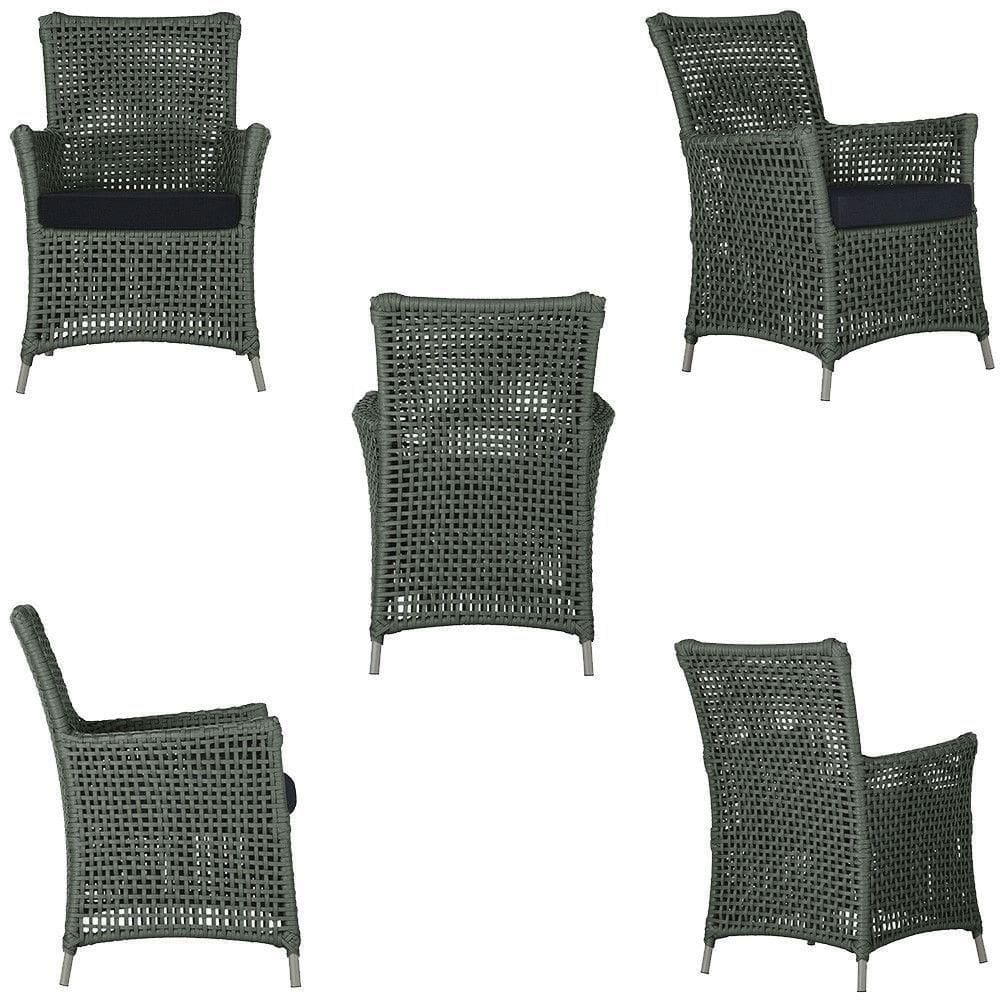 4 Poltronas E 1 Mesa Igapó Alumínio Fendi Corda Náutica E12 Verde