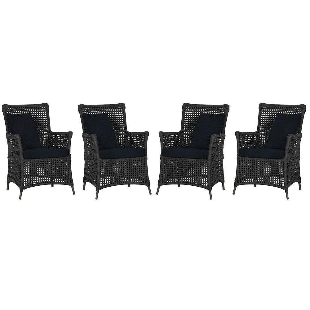 4 Poltronas Igapó Alumínio Pintura Marrom Corda Náutica E12 Preto