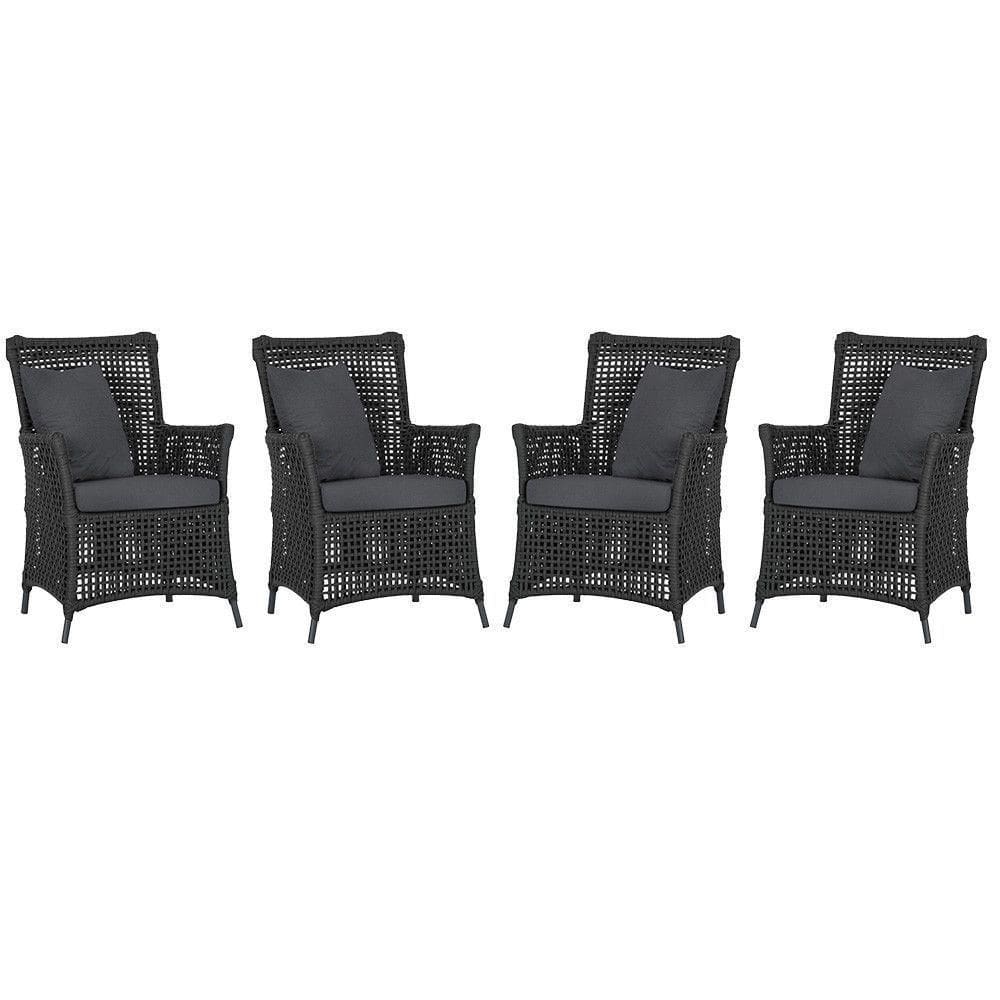 4 Poltronas Igapó Alumínio Pintura Preta Corda Náutica E11 Preto