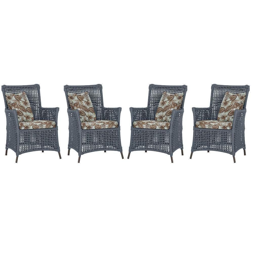 4 Poltronas Igapó Alumínio Pintura Marrom Corda Náutica E6 Prata