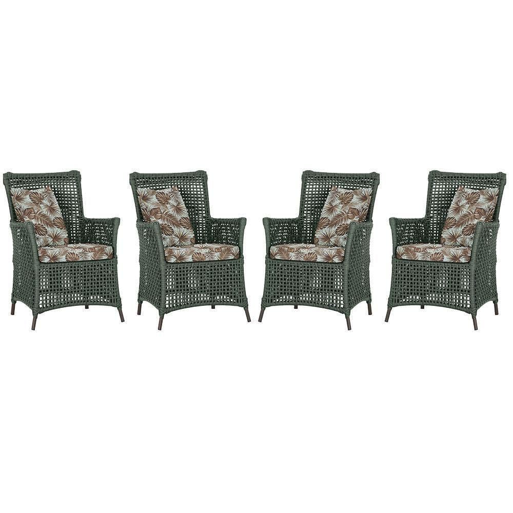 4 Poltronas Igapó Alumínio Pintura Marrom Corda Náutica E6 Verde