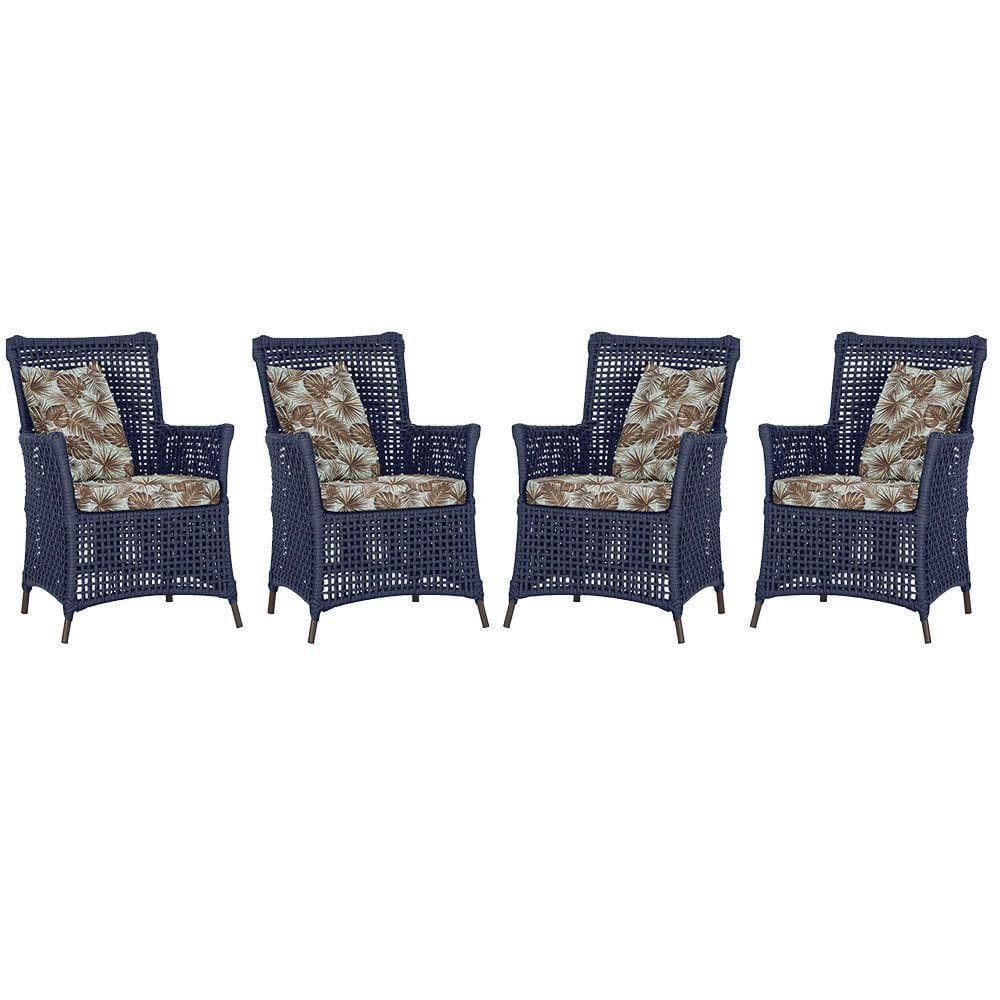 4 Poltronas Igapó Alumínio Pintura Marrom Corda Náutica E6 Azul
