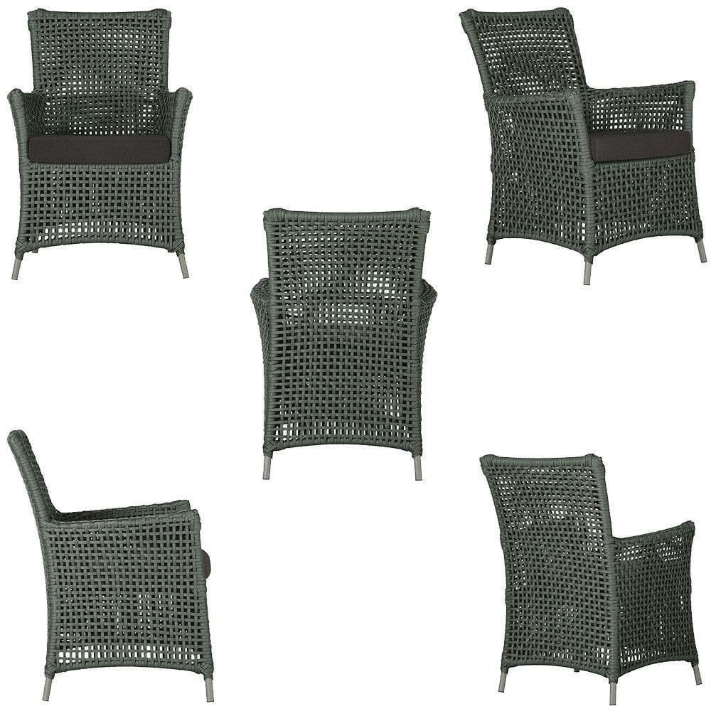 4 Poltronas E 1 Mesa Igapó Alumínio Fendi Corda Náutica E9 Verde