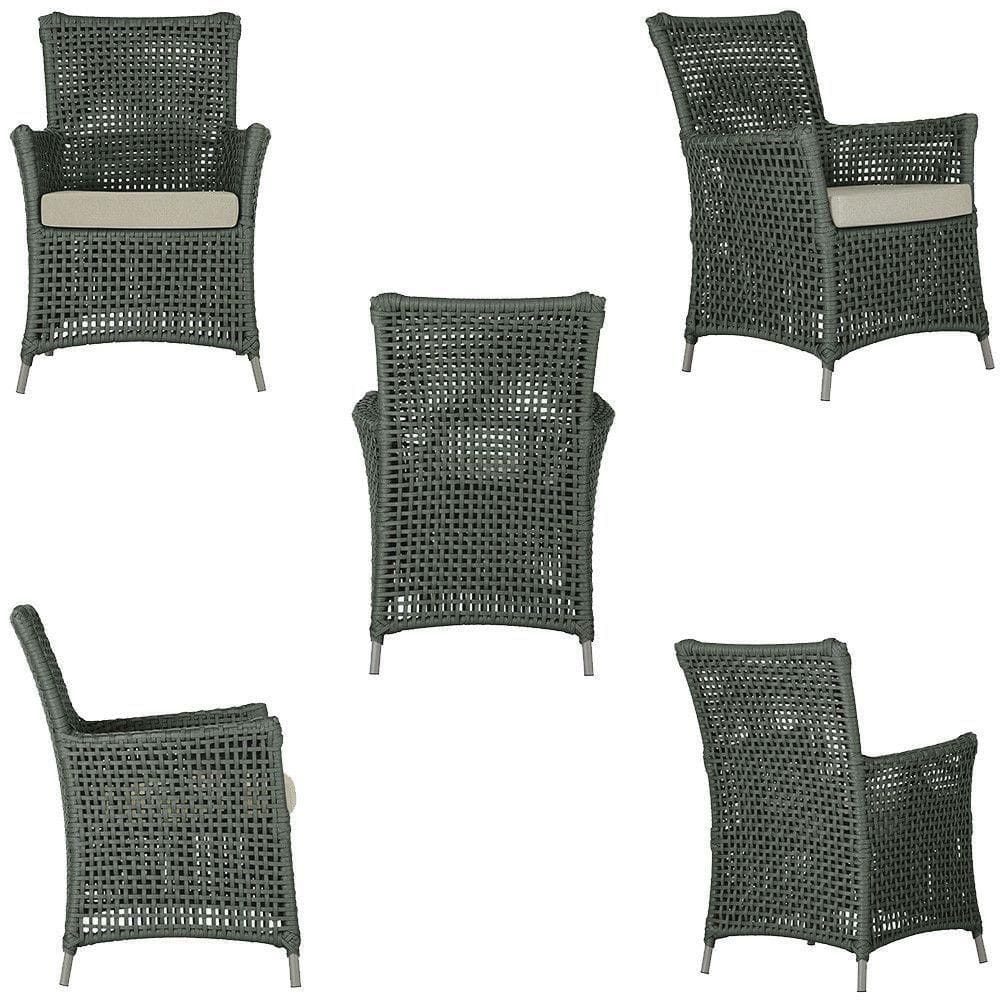 4 Poltronas E 1 Mesa Igapó Alumínio Fendi Corda Náutica E7 Verde