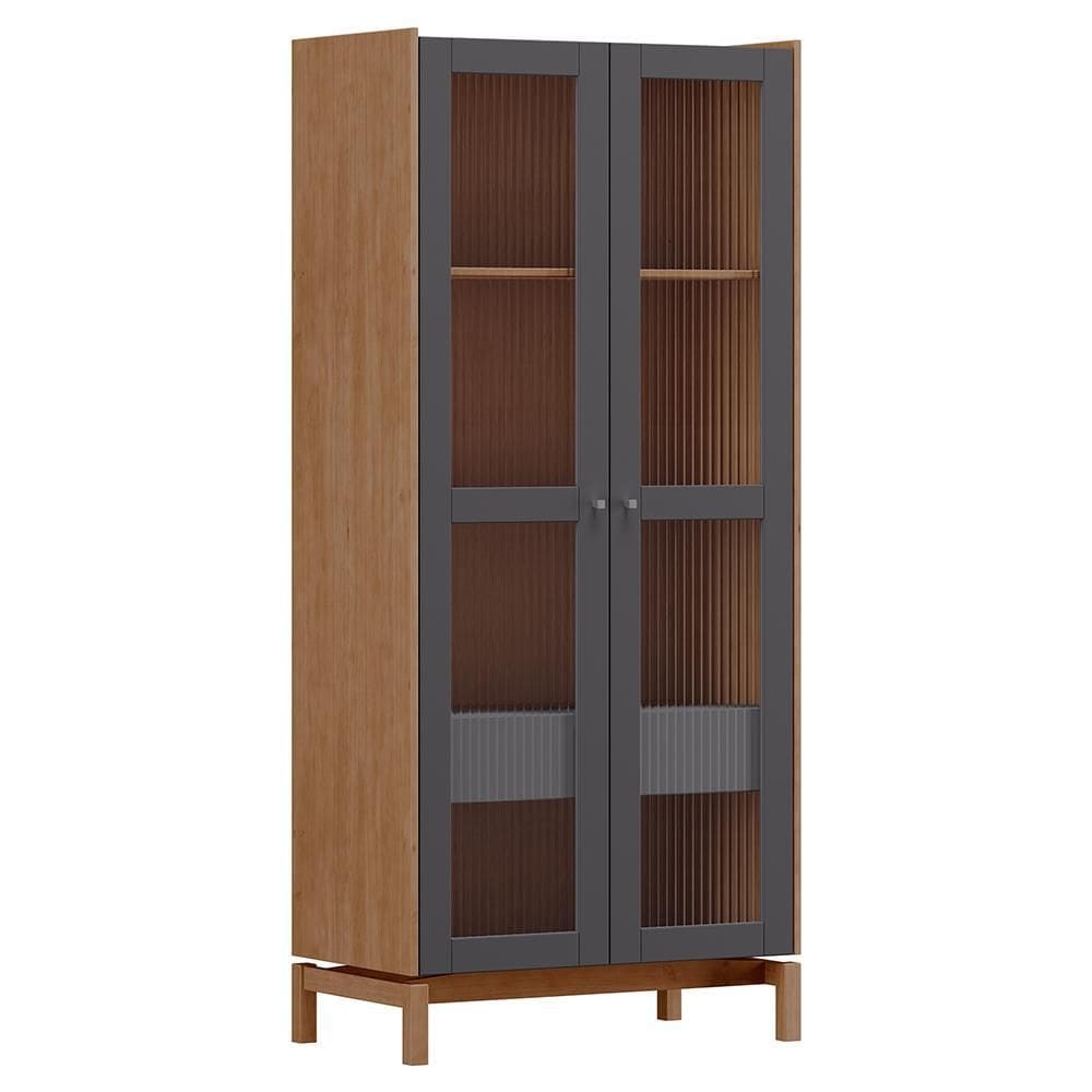 Cristaleira Barcelona 180cm 2 Portas com Vidro Canelado - Finestra Móveis