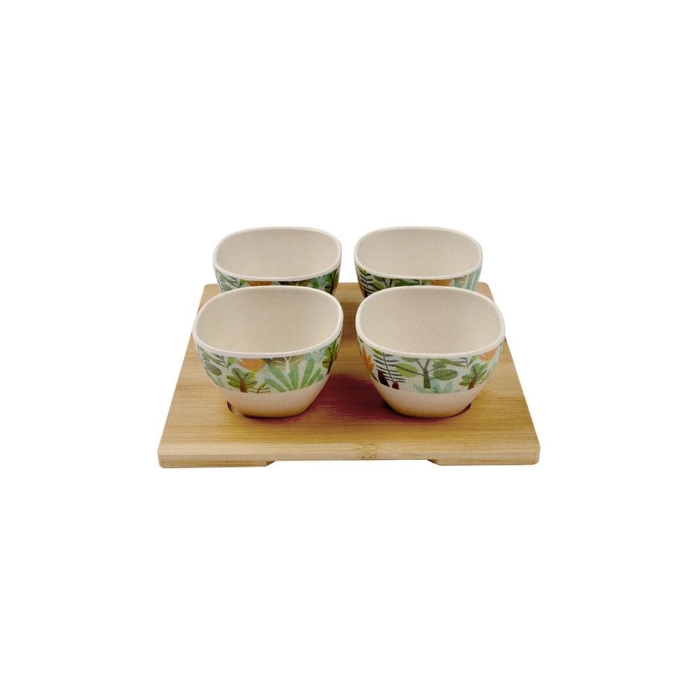 Tigelas Bowl Petisqueira Eco Bandeja Bambu Melamina Kit 5un