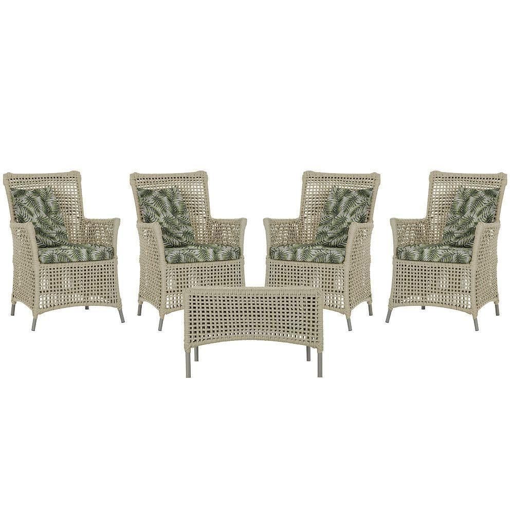4 Poltronas E 1 Mesa Igapó Alumínio Fendi Corda Náutica E5 Rami