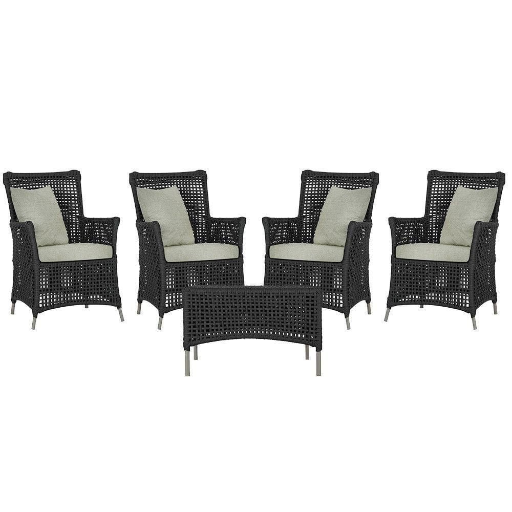 4 Poltronas E 1 Mesa Igapó Alumínio Fendi Corda Náutica E3 Preto