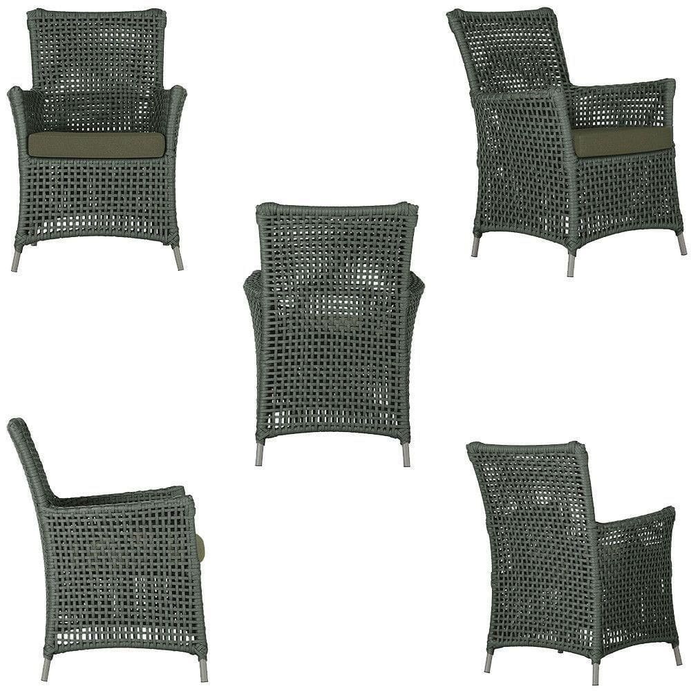 4 Poltronas E 1 Mesa Igapó Alumínio Fendi Corda Náutica E13 Verde