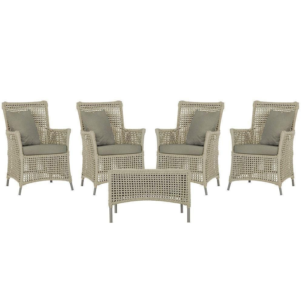 4 Poltronas E 1 Mesa Igapó Alumínio Fendi Corda Náutica E8 Rami