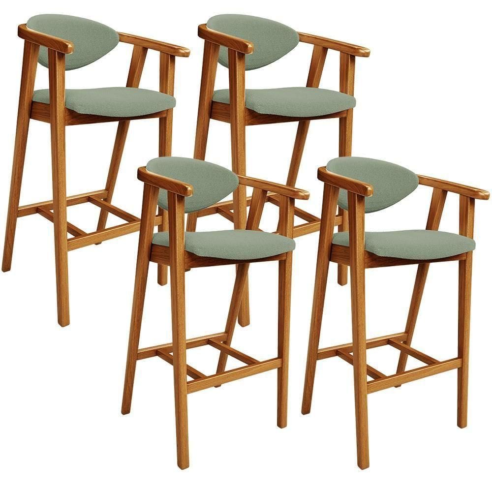 Kit 04 Banquetas Alta Para Cozinha Bancada Bar Sala De Jantar Fixa Cecília L02 Bouclê Oliva