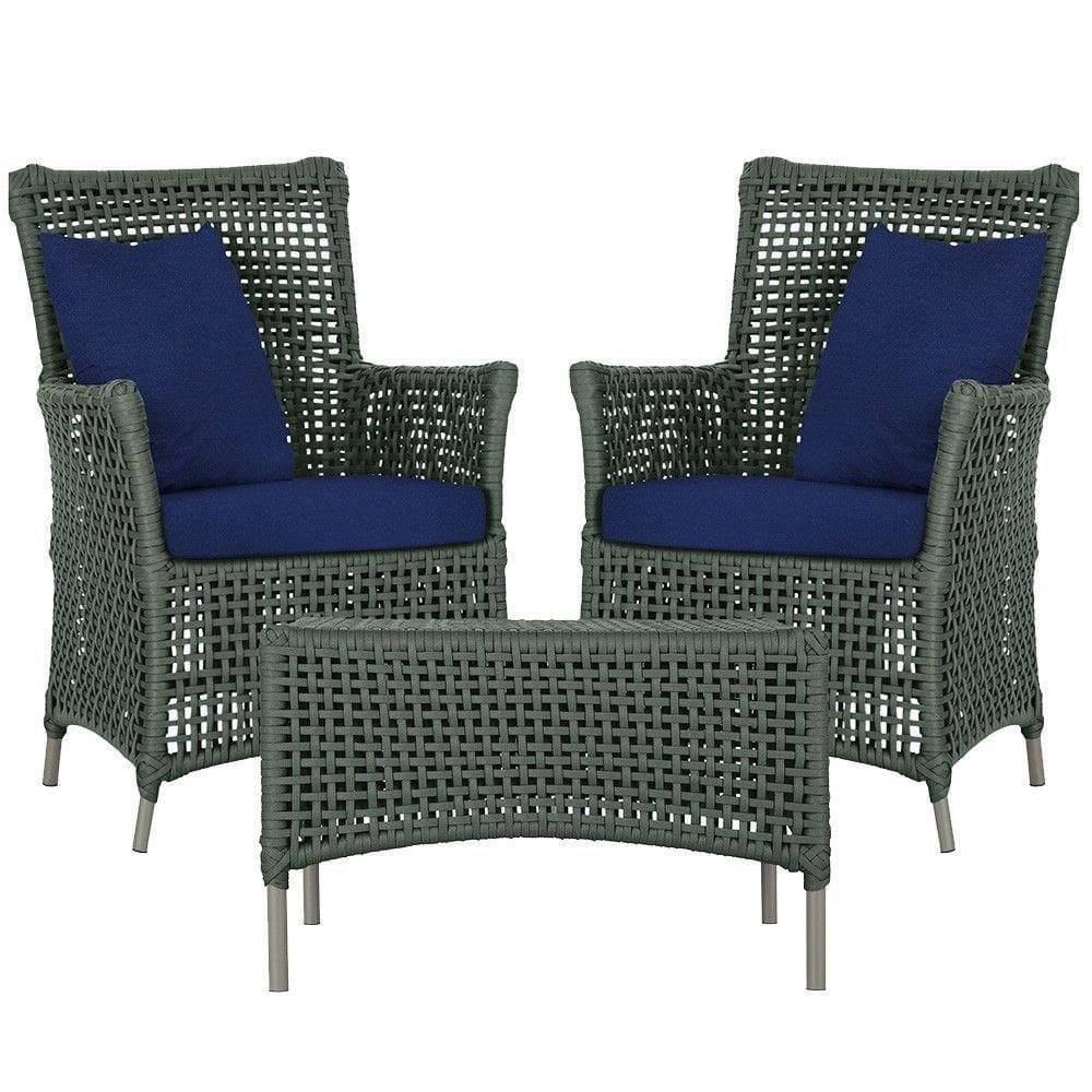 2 Poltronas E 1 Mesa Igapó Alumínio Fendi Corda Náutica E10 Verde