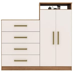 Cômoda áurea 4 Gavetas E 2 Portas Com Nicho 4290 Demóbile Amêndola E Off White