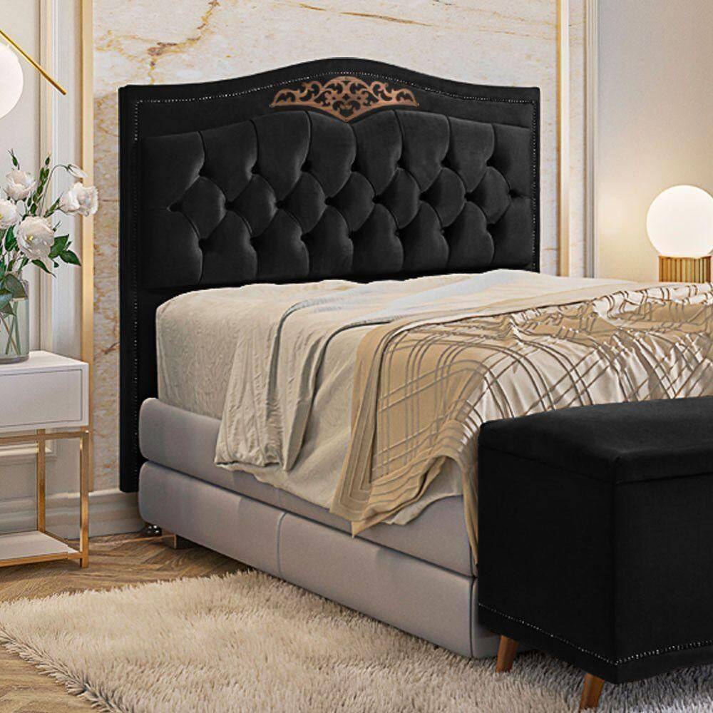 Cabeceira Holanda 1,95 Para Cama Box King Size - Veludo Preto