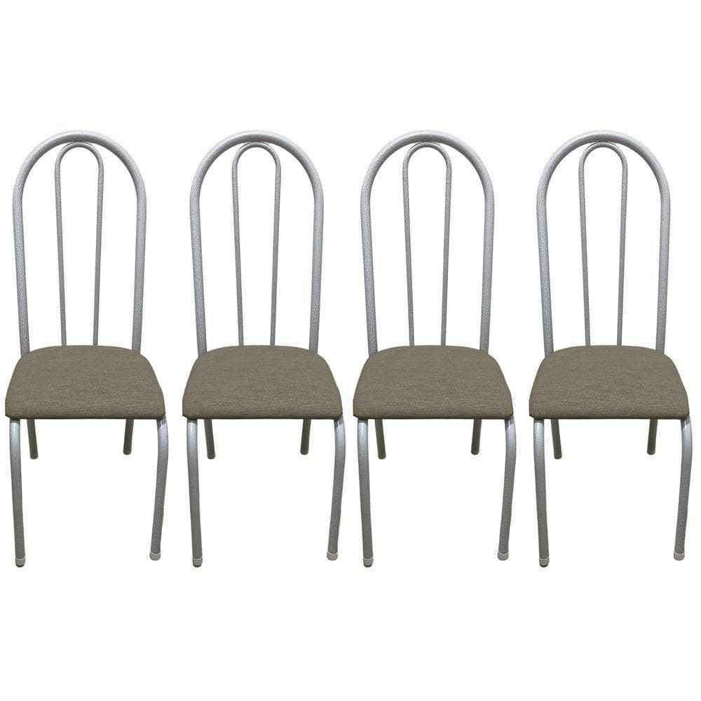 Kit 4 Cadeiras Sala Jantar Aço Tubolar Cozinha Courino Junco Cor Do Assento:bege-branco