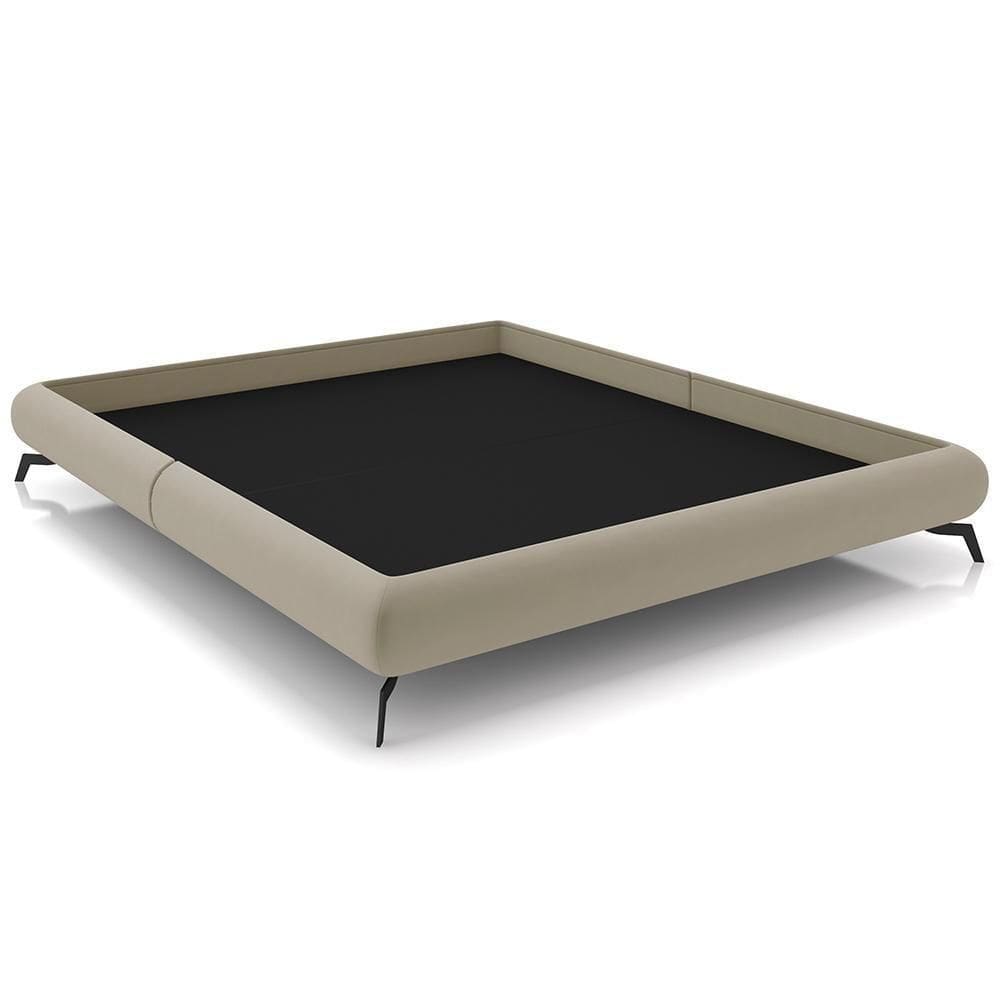 Cama Casal King Pés De Ferro Estilo Industrial 210cm Otto P05 Veludo Bege