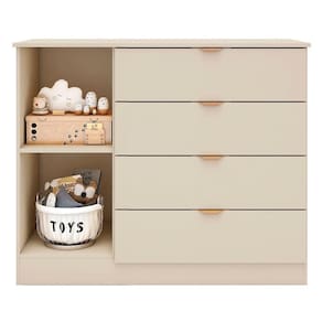 Cômoda Infantil 4 Gavetas Com 1 Porta Ripada Ayla Off White - Phoenix