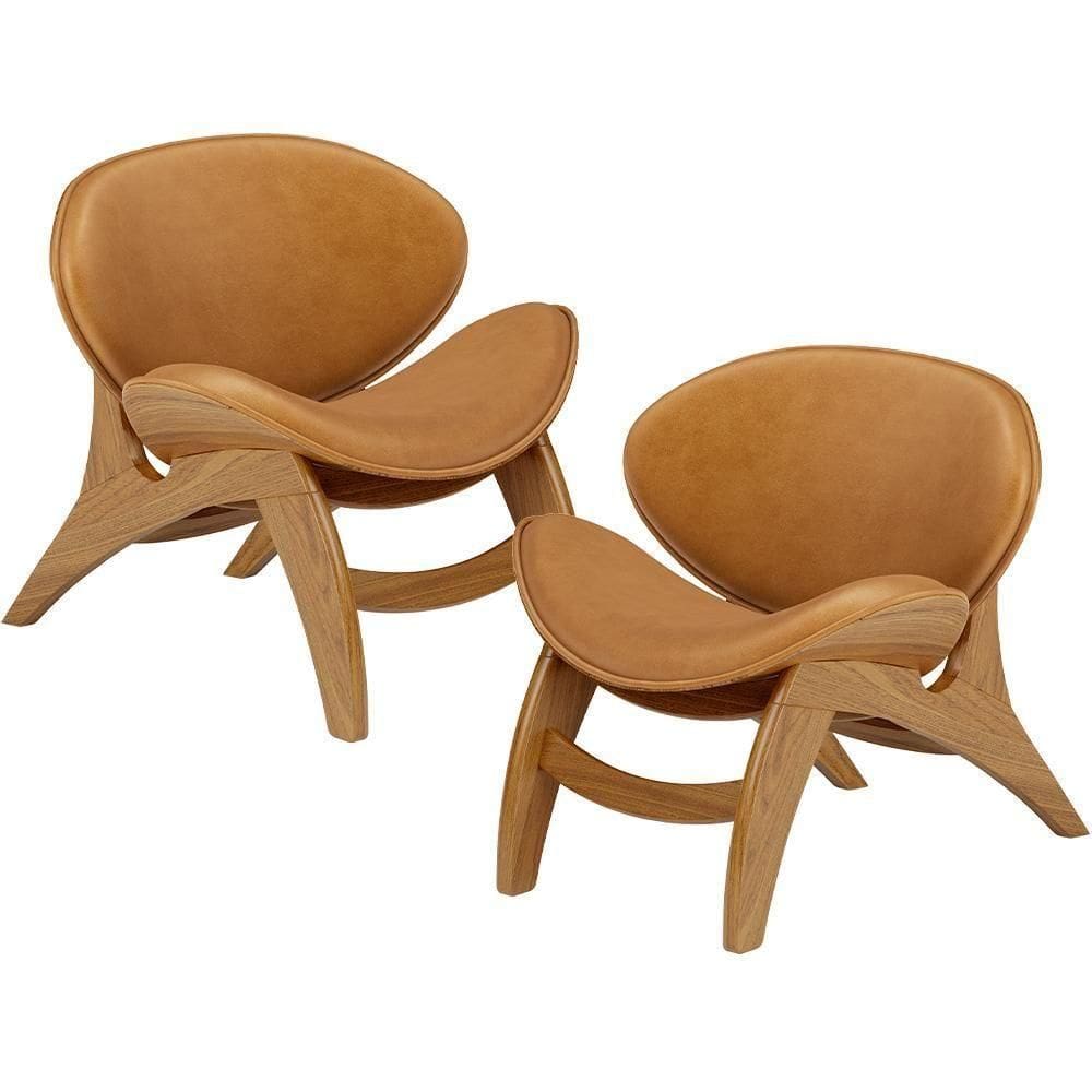 Kit 2 Poltronas Decorativa Orgânica Sala Living Kadosh L02 Couríssimo Canela