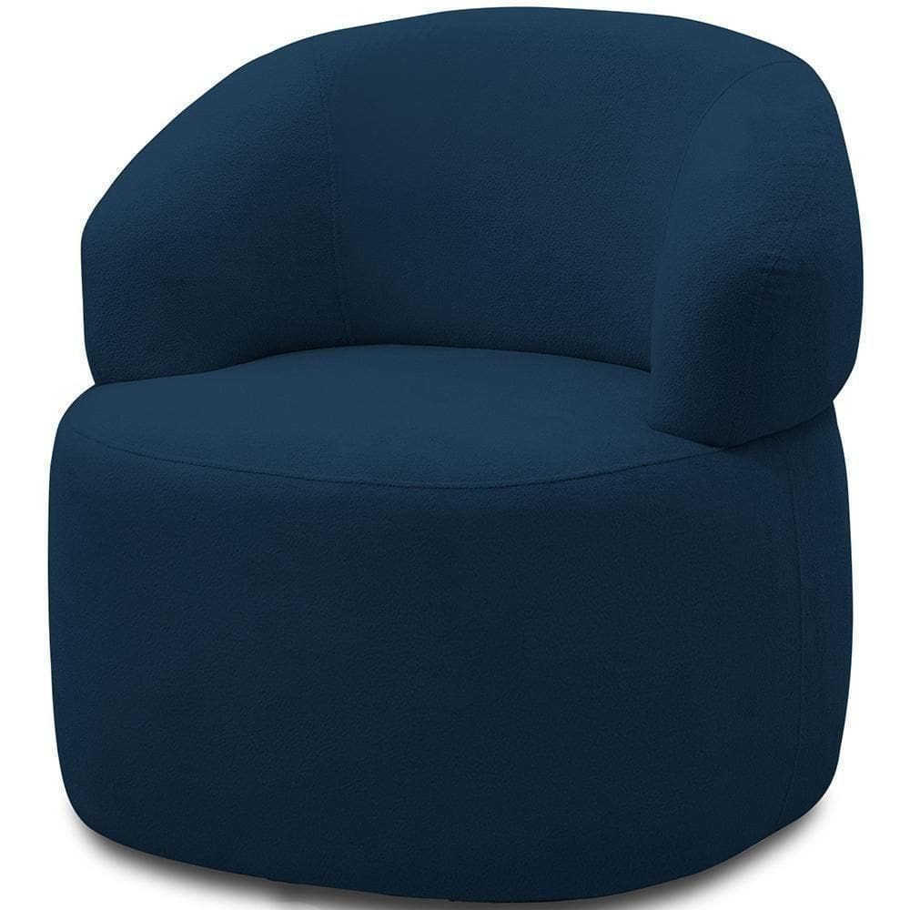 Poltrona Giratória Sala De Estar Living Orgânico Carmen F04 Veludo Azul - Lyam Decor