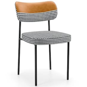 Cadeira Decorativa Para Sala De Jantar Melina L02 Faixa Couríssimo Whisky Pied Poule