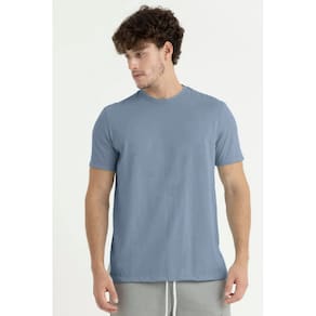 Camiseta Masculina Manga Curta Básica Premium Lisa Azul Vento