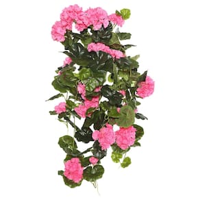Arbusto suspenso artificial Vickerman Pink Geranium 29 cm de comprimento