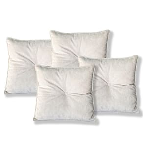 Kit 4 Almofadas Quadradas Tina Com Botão Central Veludo - 7 Decor Bege