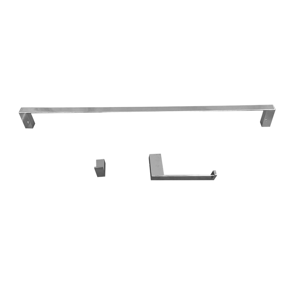 Kit Papeleira Cabide Toalheiro 60Cm Slim Trendmetais