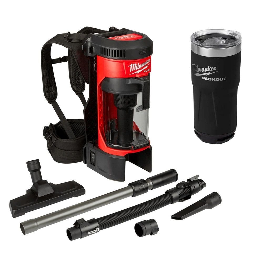Aspirador De Pó 3,7L Mochila 18V Fuel 0885-20 + Copo Térmico 590ml 48-22-8392B Milwaukee
