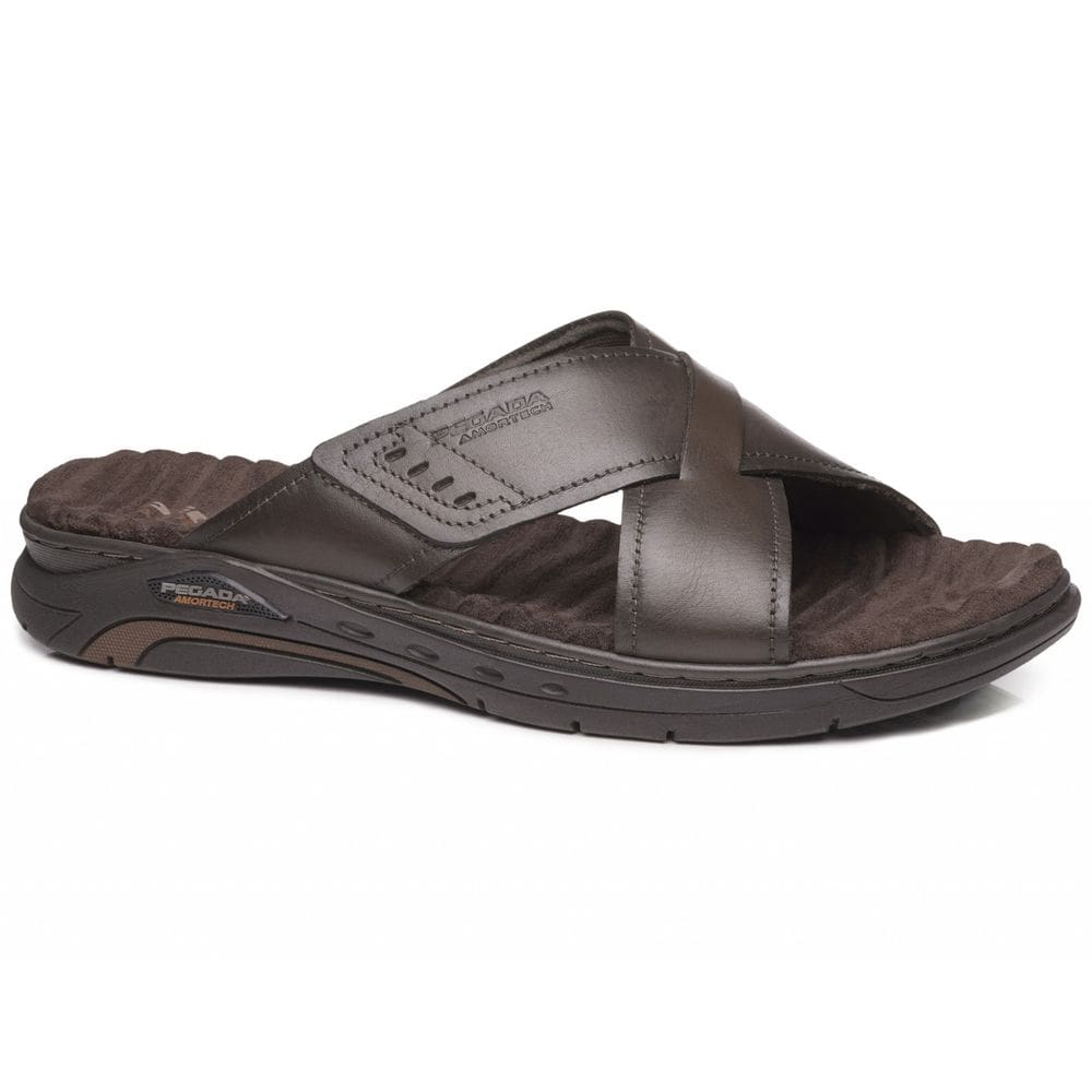 Chinelo Masculino Casual Pegada Couro Conforto Leve Macio