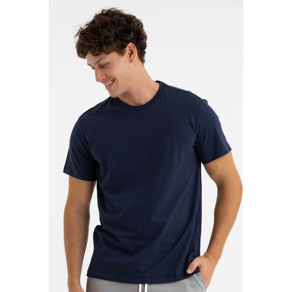 Camiseta Masculina Manga Curta Básica Premium Lisa Marinho Dark