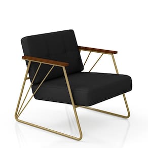 Poltrona Estofada Columbia Estilo Industrial Dourado/suede Preto - M.a