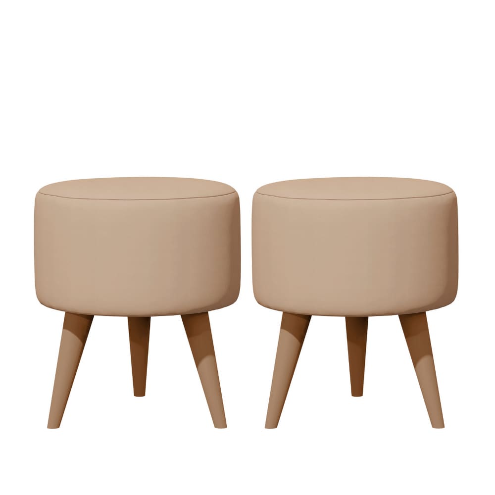 Kit 02 Puff Redondo Estofado Decorativo Banqueta Para Apoio Dos Pés