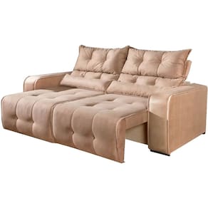 Sofá Minas 2 Lugares Retrátil e Reclinável Tecido Suede 180cm Cor Bege