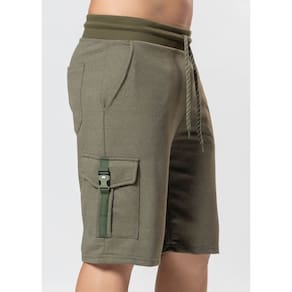 Bermuda Masculina Moletom Bolso Cargo Verde Deep