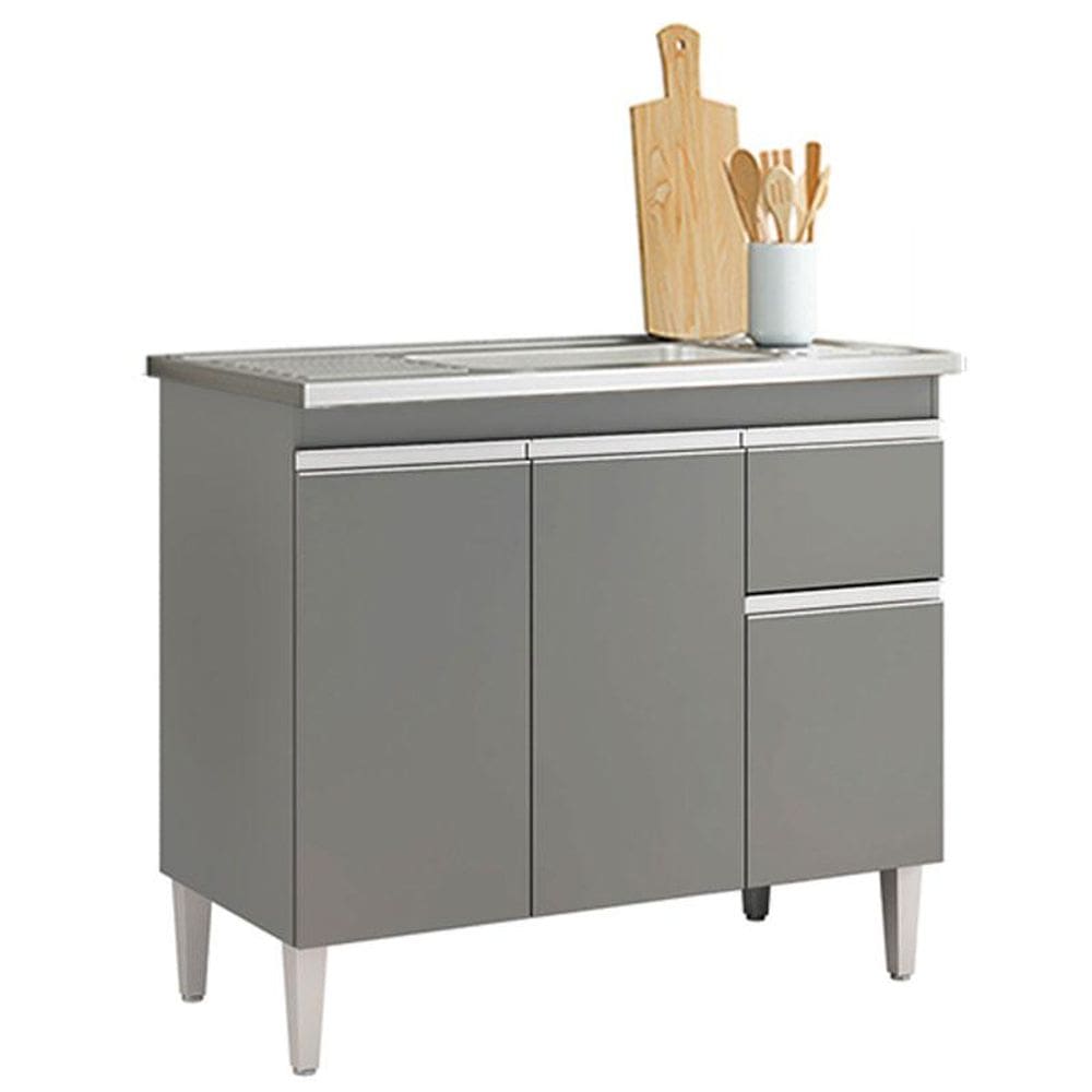 Balcão de Pia Tatiane 100cm Cinza Fosco - AJL