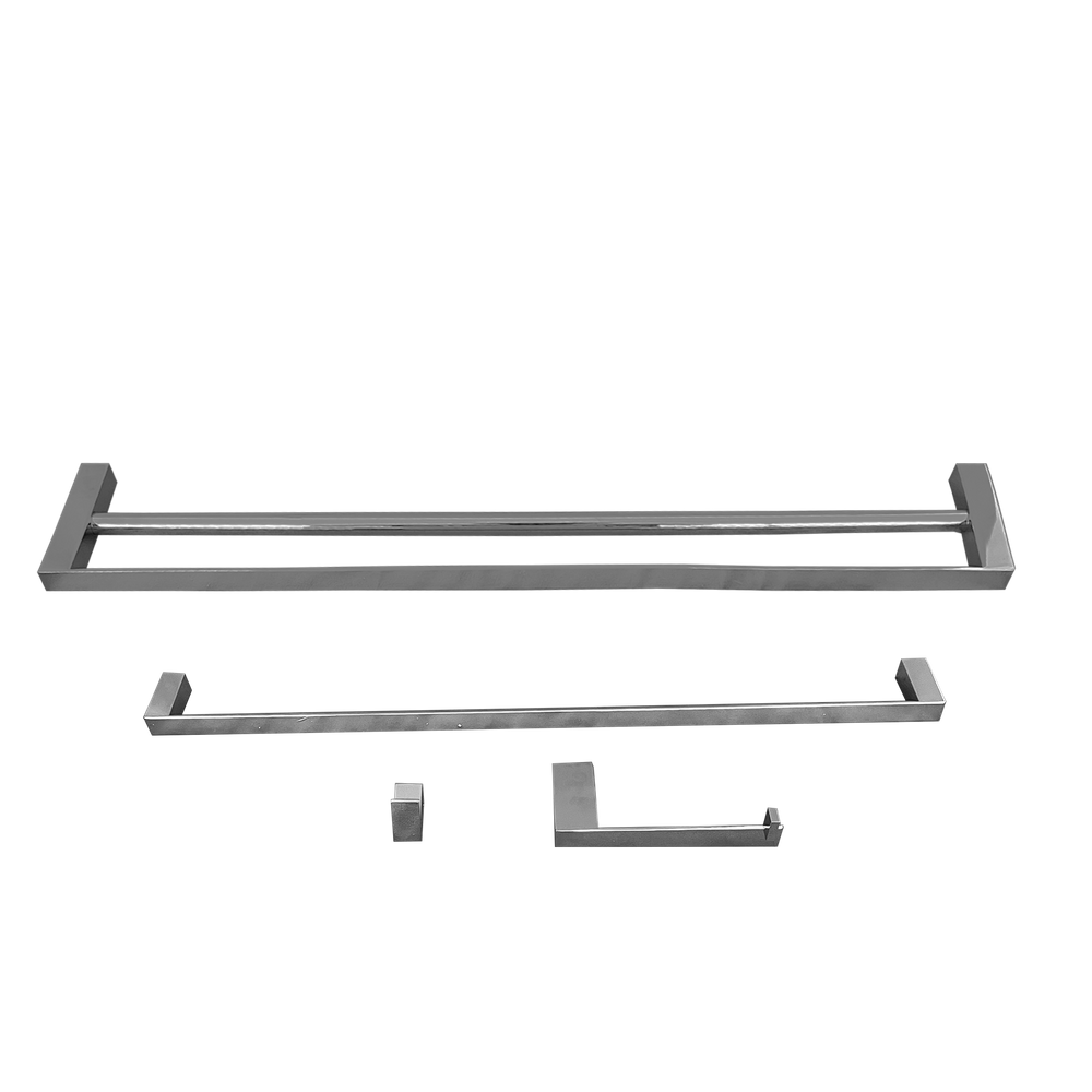 Kit Papeleira Cabide Toalheiro Duplo 60 Toalheiro 45 Slim