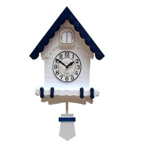 Relogio Cuco De Parede Musical 3D Analogico Branco Estilo Madeira Decorativo Passaro