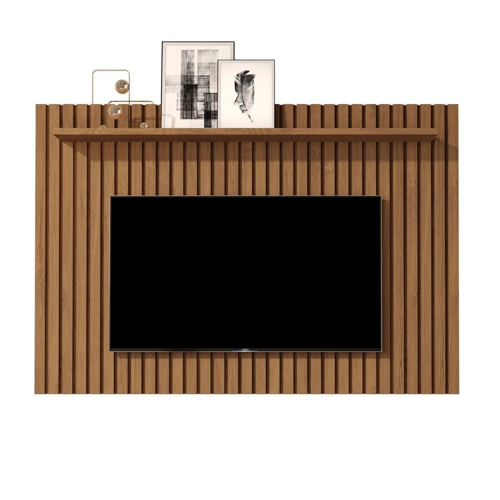 Painel Ripado com Prateleira Para Sala de TV 60" Pequena Classic Giga Moveis