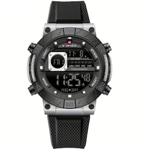 Relógio Esportivo Digital Masculino Pulseira De Silicone Texturizada Impermeavel Prata Preto
